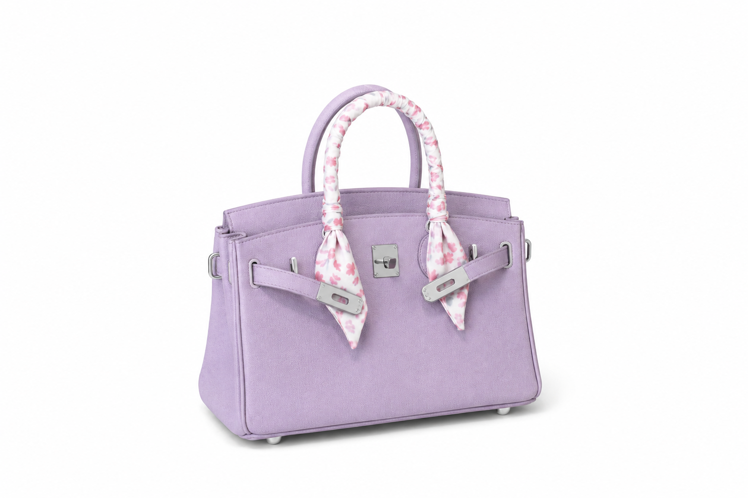 Elara Sac à poignée supérieure avec foulard – Lavande douce