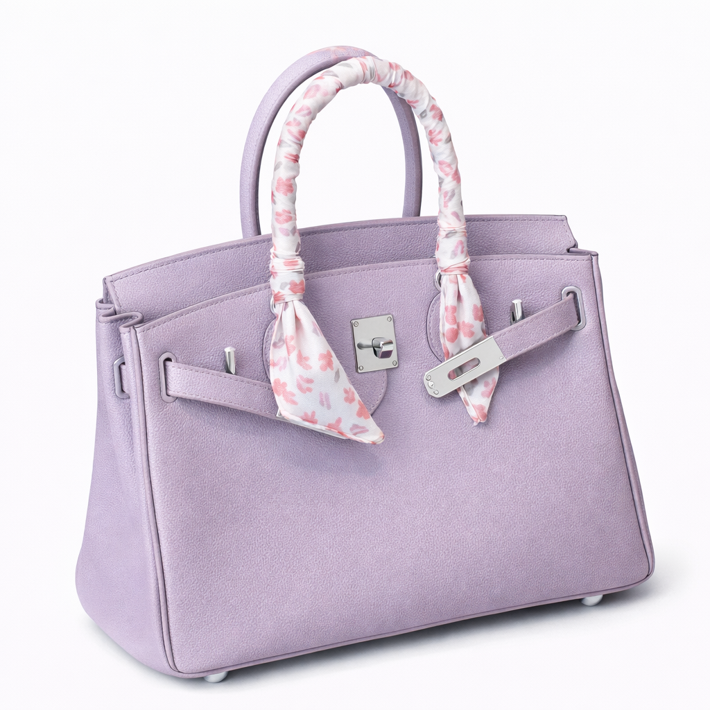 Elara Sac à poignée supérieure avec foulard – Lavande douce
