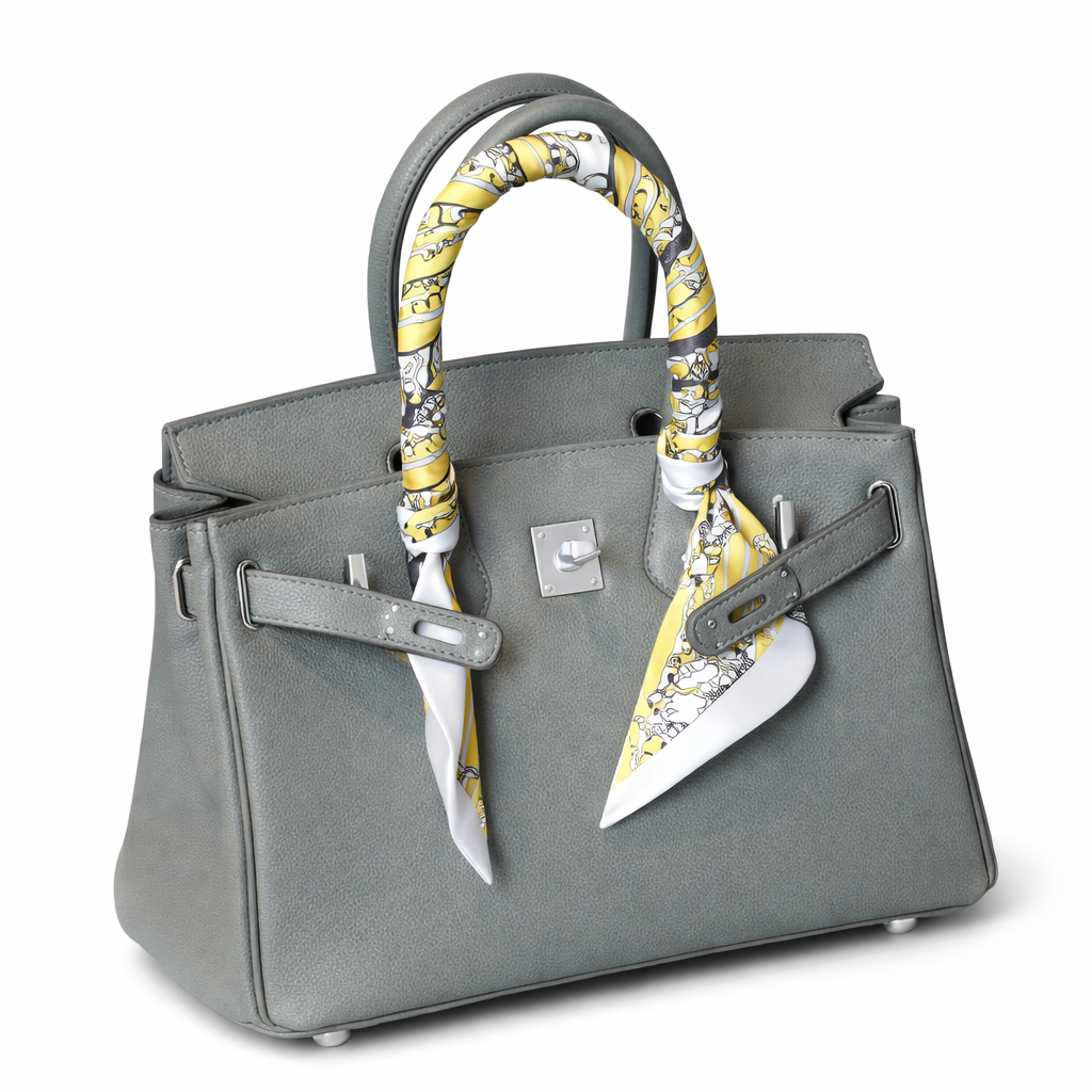 Elara Sac à poignée supérieure avec foulard – Gris perle