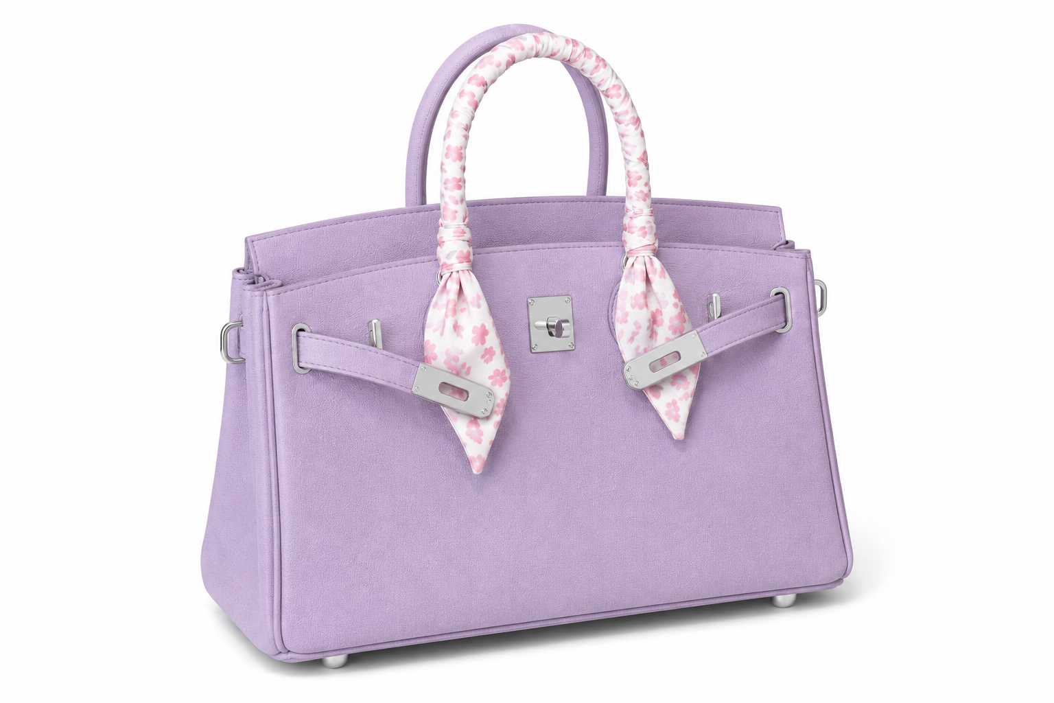 Elara Sac à poignée supérieure avec foulard – Lavande douce