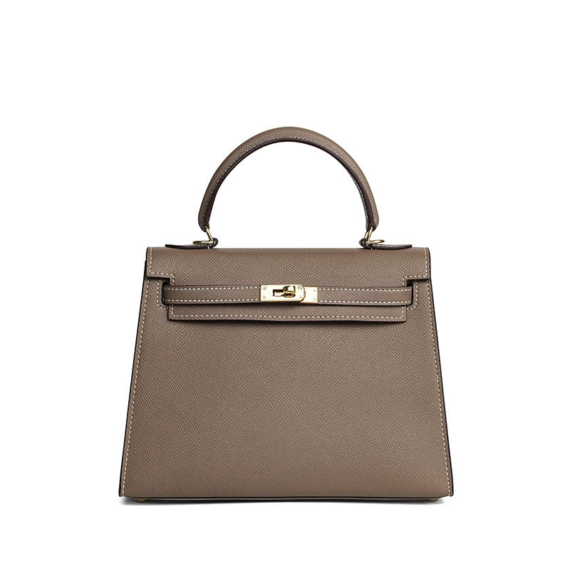 Maison Azraa Mini sac en cuir grainé – Gris argenté