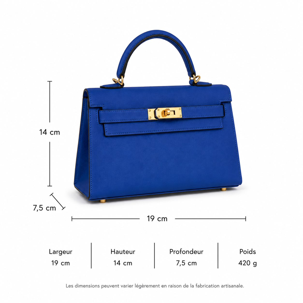 Maison Azraa Mini sac en cuir grainé – Bleue