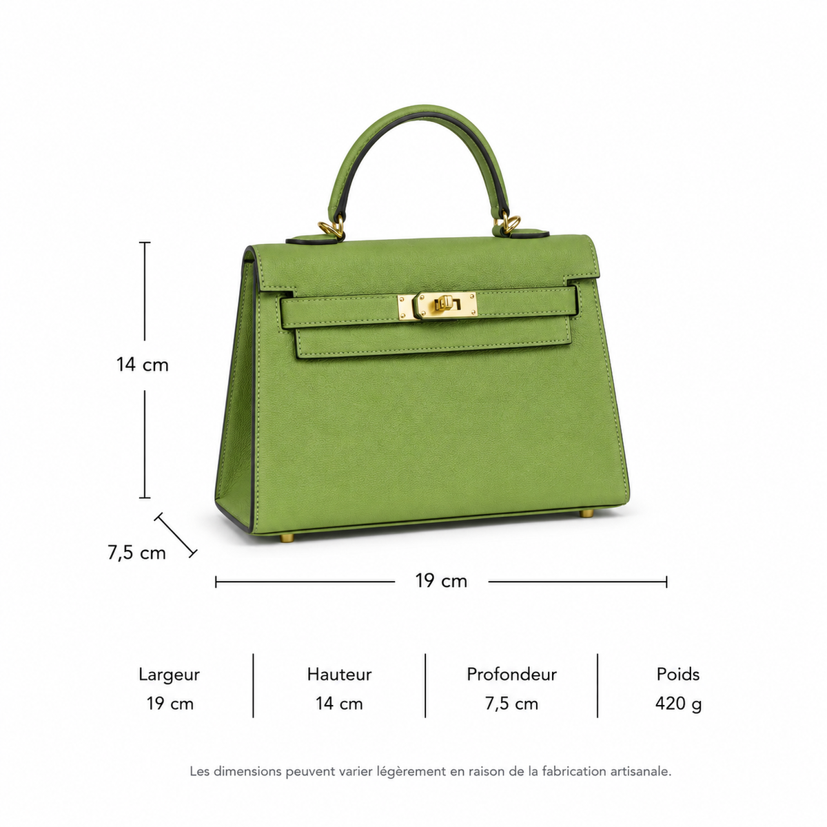 Maison Azraa Mini sac en cuir grainé – Vert