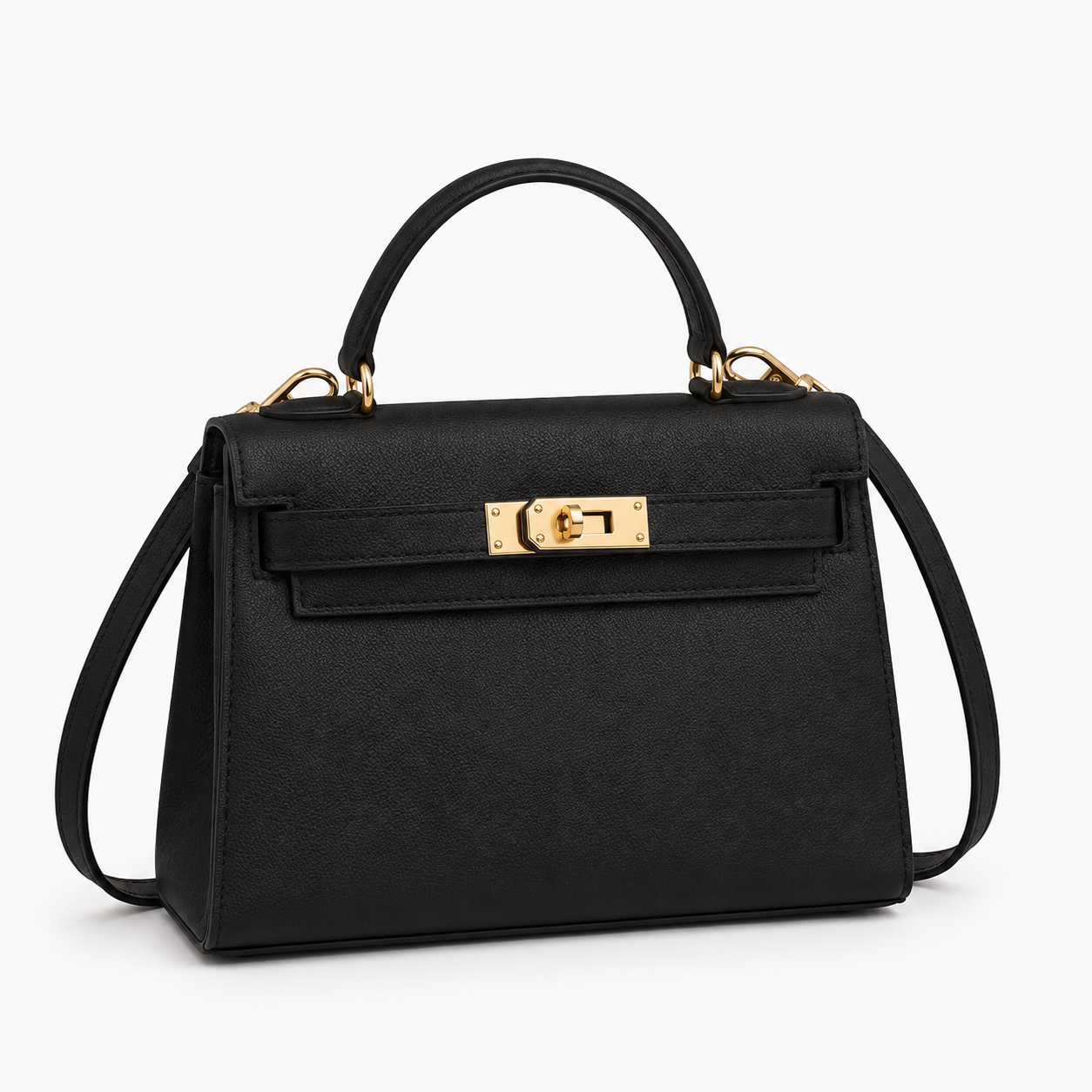 Maison Azraa Mini sac en cuir grainé – Noir