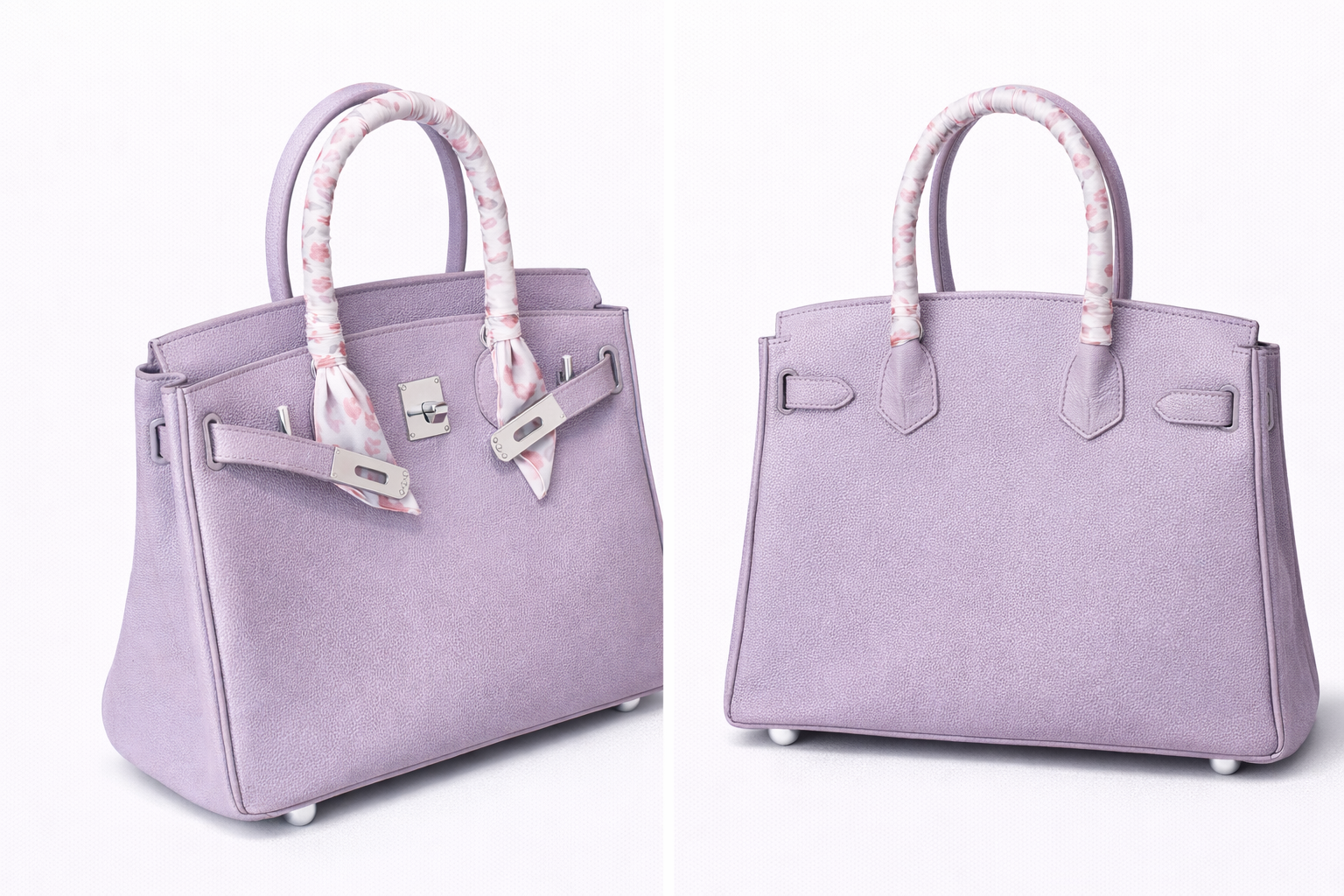 Elara Sac à poignée supérieure avec foulard – Lavande douce