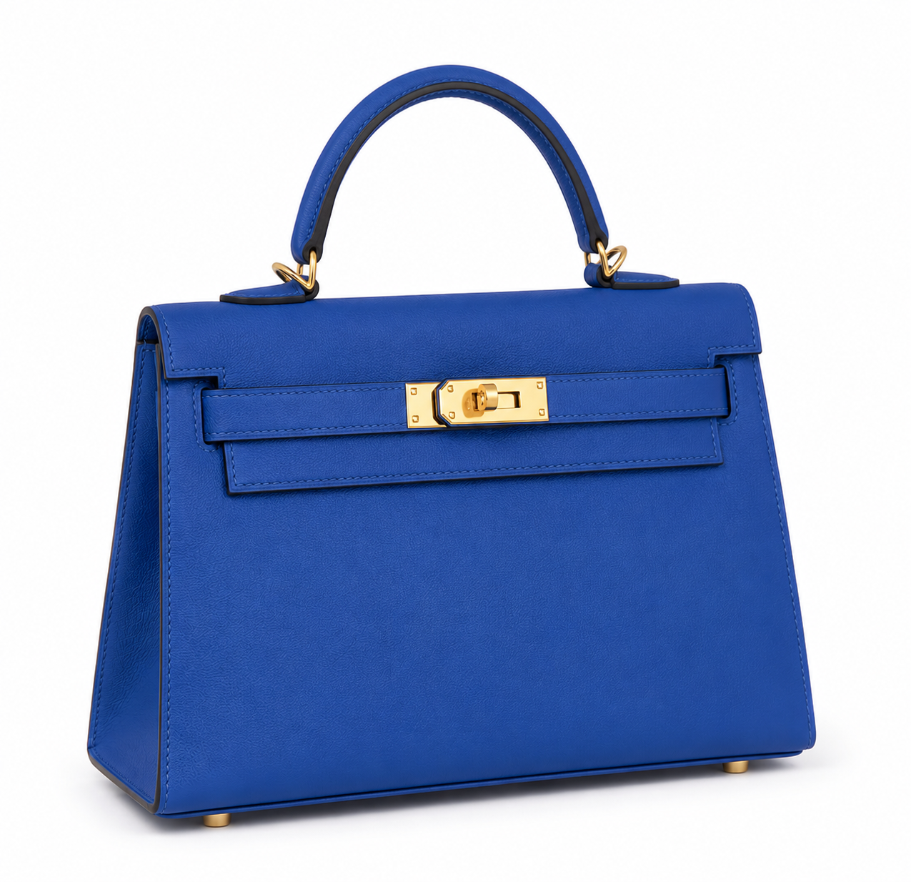 Maison Azraa Mini sac en cuir grainé – Bleue